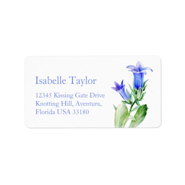 Campanula flower wedding reply label (Front)