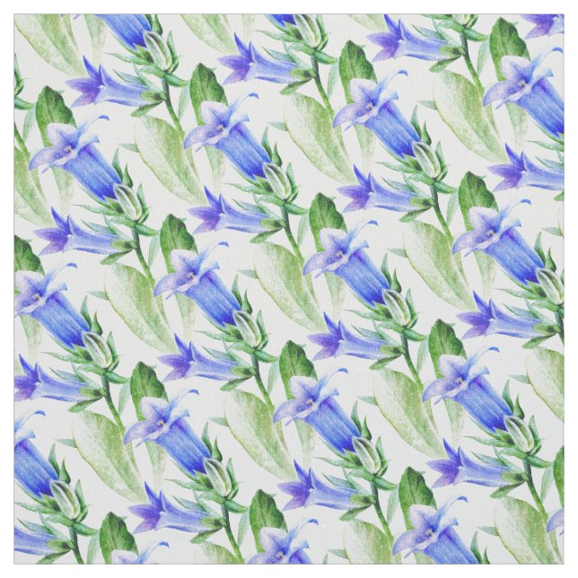 Campanula watercolor art patterned fabric (Swatch)