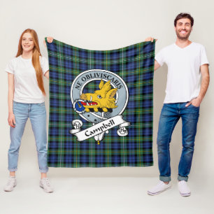 Campbell Argyll Ancient Clan Badge Tartan Plaid Fleece Blanket