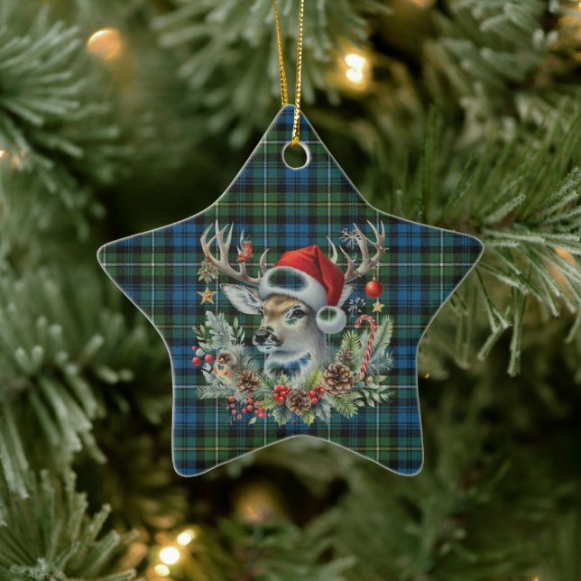 Campbell Argyll Ancient Scottish Tartan Christmas Ceramic Ornament (Tree)