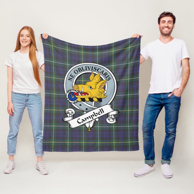 Campbell Argyll Modern Clan Badge Tartan Plaid Fleece Blanket (In Situ)