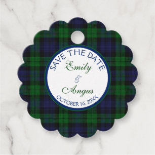 Campbell Black Watch Tartan Wedding Save a Date Favour Tags