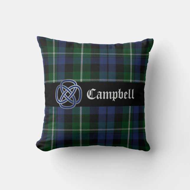 Campbell Blue and Green Tartan Plaid Pillow (Front)