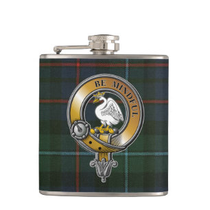Campbell Cawdor Tartan & Badge Hip Flask