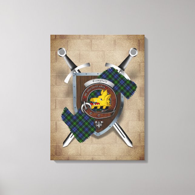 Campbell Clan Badge Crossed Swords Canvas Print (Front)