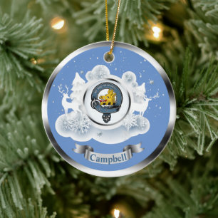 Campbell Clan Badge in Winter Scene Christmas Cera Ceramic Ornament