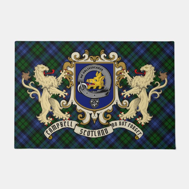 Campbell Clan Badge & Tartan Doormat (Front)