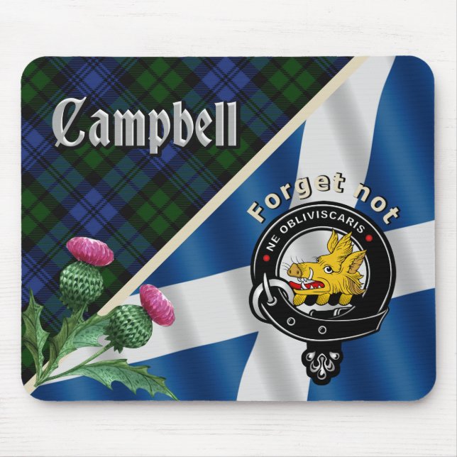 Campbell Clan Badge & Tartan  Mouse Pad (Front)