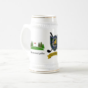 Campbell Clan Badge & Tartan Personalized Golf Beer Stein