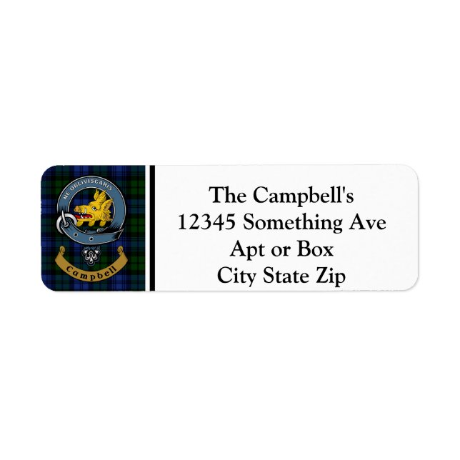 Campbell Clan Badge & Tartan Retour personnalisé (Devant)