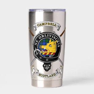 Campbell Clan Badge Tartan & Swords Insulated Tumbler