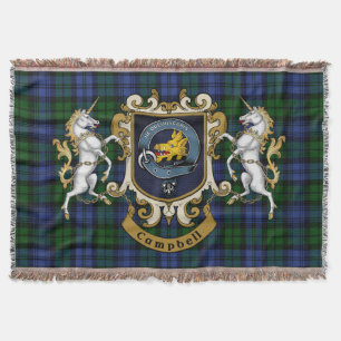 Campbell Clan Badge & Tartan Throw Blanket