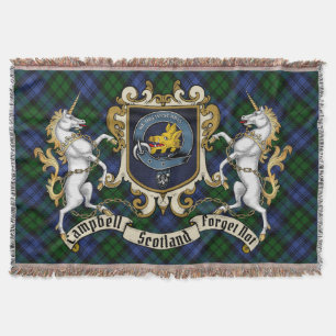 Campbell Clan Badge & Tartan Throw Blanket