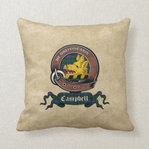 Campbell Clan Badge & Tartan Throw Pillows