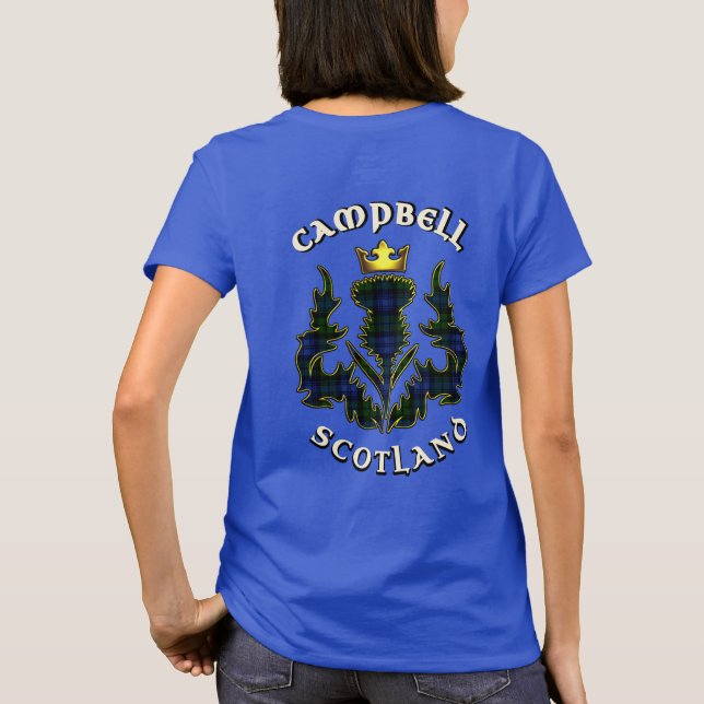 Campbell Clan Badge & Tartan w/Motto T-Shirt (Back)