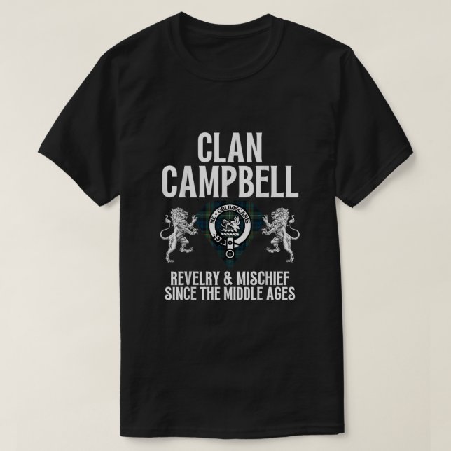 Campbell Clan Scottish Name Coat Of Arms Tartan Fa T-Shirt (Design Front)