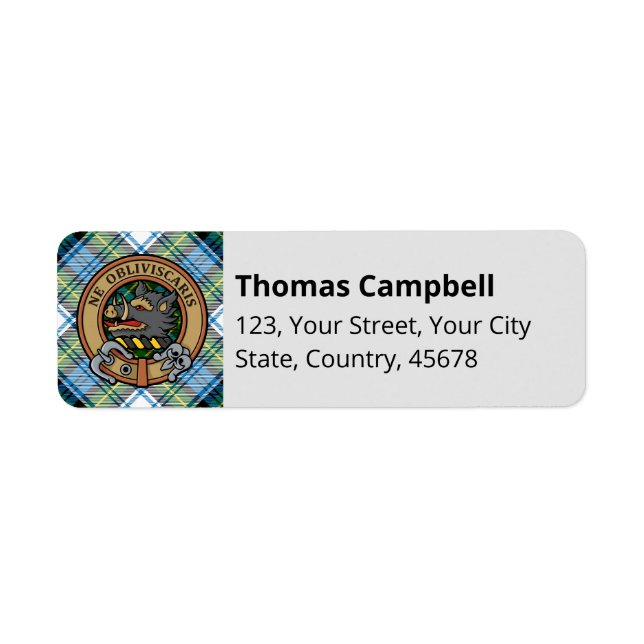 Campbell Crest au-dessus de Tartan (Devant)