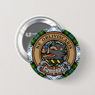 Campbell Crest over Dress Tartan 2 Inch Round Button
