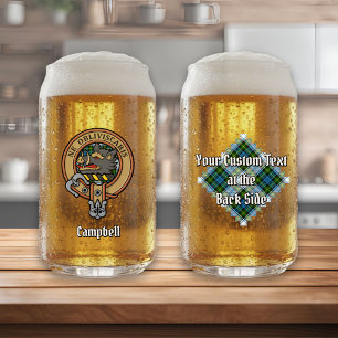 Campbell Crest over Dress Tartan Can Glass