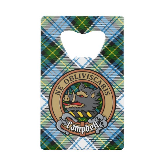 Campbell Crest over Dress Tartan Credit Card Bottle Opener (Front)