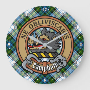 Campbell Crest over Dress Tartan Large Clock