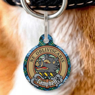 Campbell Crest over Dress Tartan Pet Tag