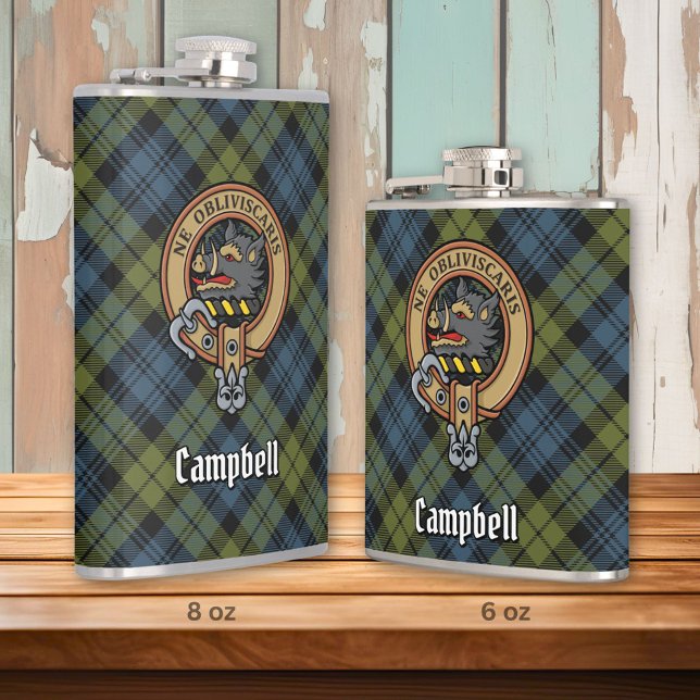 Campbell Crest over Tartan Hip Flask (Creator Uploaded)
