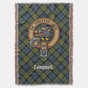 Campbell Crest over Tartan Throw Blanket