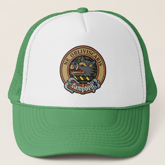 Campbell Crest over Tartan Trucker Hat (Front)
