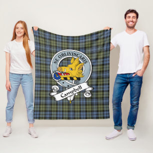 Campbell Faded Clan Badge Tartan Plaid Fleece Blanket
