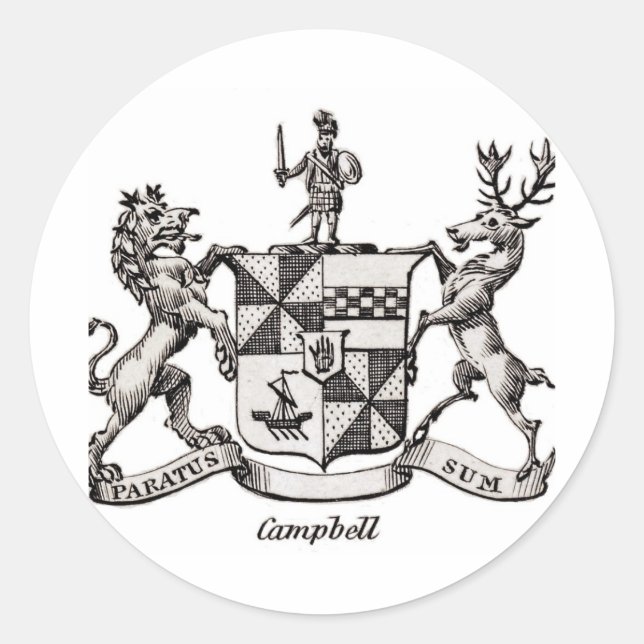 CAMPBELL FAMILY CREST CLASSIC ROUND STICKER (Front)