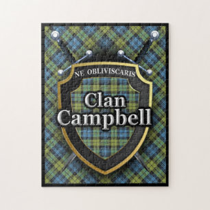 Campbell Family Scottish Tartan Swords and Shield Jigsaw Puzzle