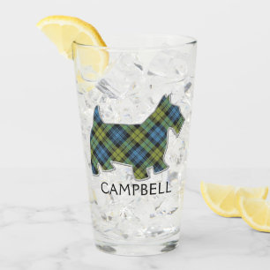Campbell Family Tartan Scottie Dog Glass