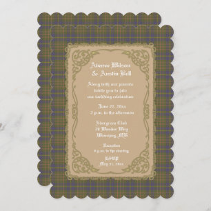 Campbell Hunting Ancient Tartan With Gold Frame Invitation