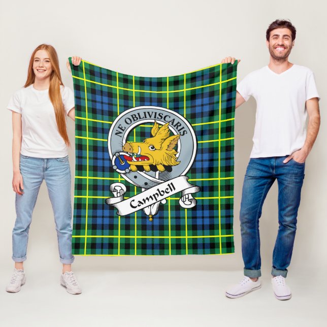 Campbell Of Breadalbane Ancient Clan Badge Tartan Fleece Blanket (In Situ)