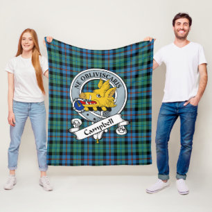 Campbell Of Cawdor Ancient Clan Badge Tartan Plaid Fleece Blanket