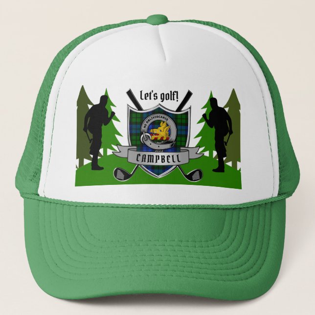 Campbell Personalized Clan Badge Golf Trucker Hat (Front)
