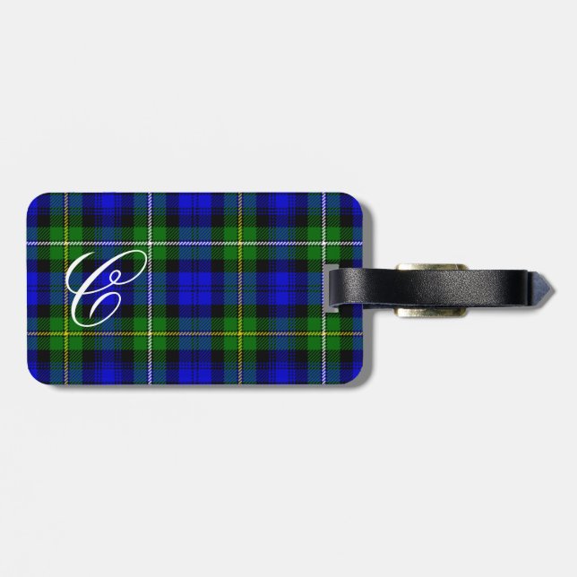 Campbell Plaid Tartan Luggage Tag (Back Horizontal)