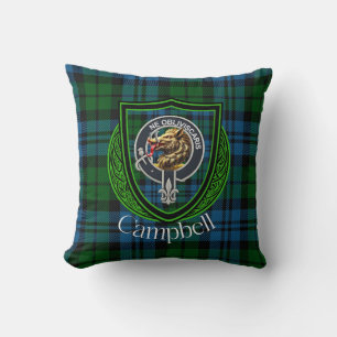 Campbell Scottish Clan Tartan & Crest Throw Pillow