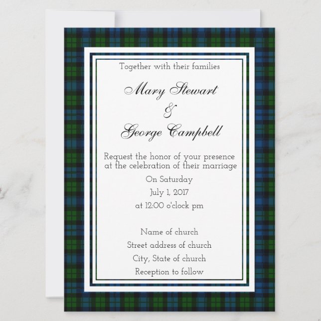Campbell Scottish Faire-part de mariage (Devant)