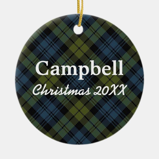 Campbell Scottish Tartan Ceramic Ornament (Front)