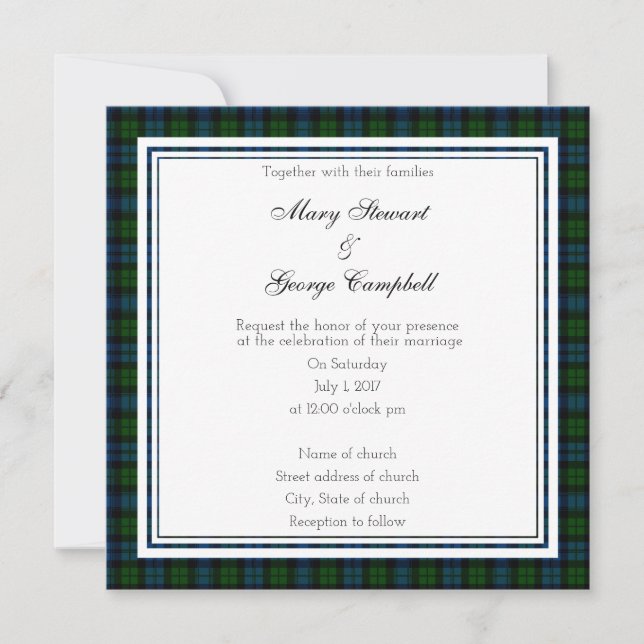 Campbell Scottish Wedding Square Invitation (Front)