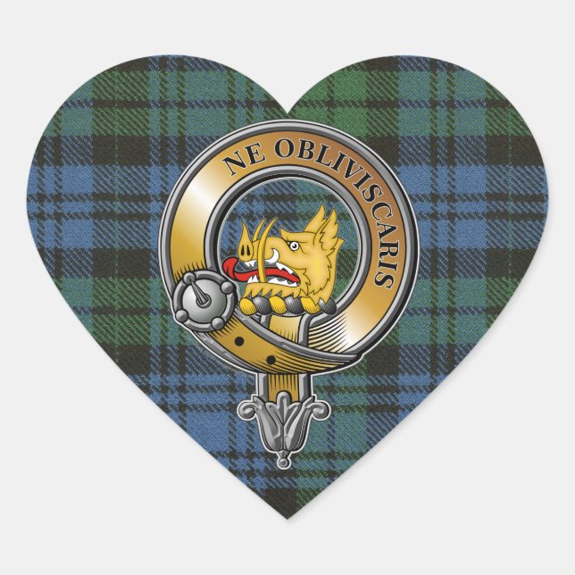 Campbell Tartan & Badge Heart Sticker (Front)