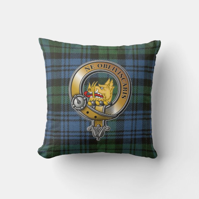 Campbell Tartan & Badge Throw Pillow (Front)