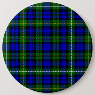 Campbell tartan blue green plaid 6 inch round button
