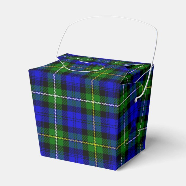 Campbell tartan blue green plaid favor box (Front Side)