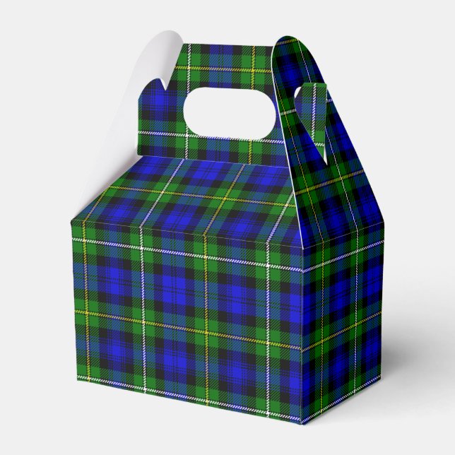 Campbell tartan blue green plaid favor box (Back Side)