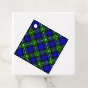 Campbell tartan blue green plaid favour tags