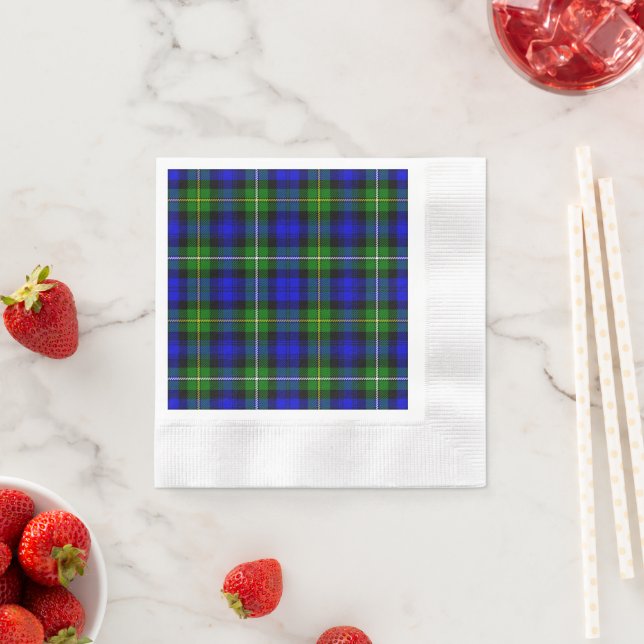 Campbell tartan blue green plaid napkin (Insitu)