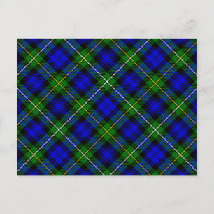 Campbell tartan blue green plaid postcard